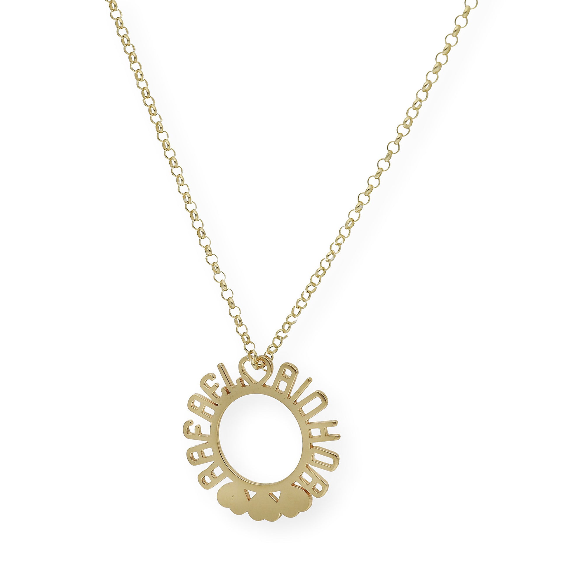 Colgante Cyrene Nombres y Corazones en Plata 925 con Baño de Oro 18k
