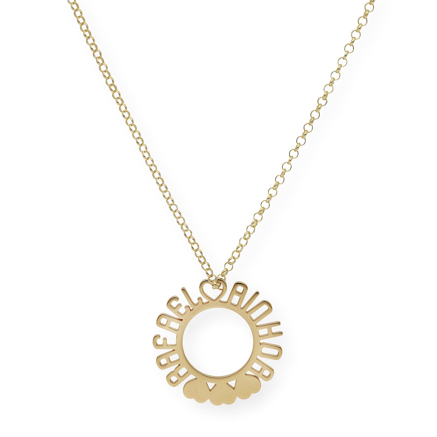 Colgante Cyrene Nombres y Corazones en Plata 925 con Baño de Oro 18k