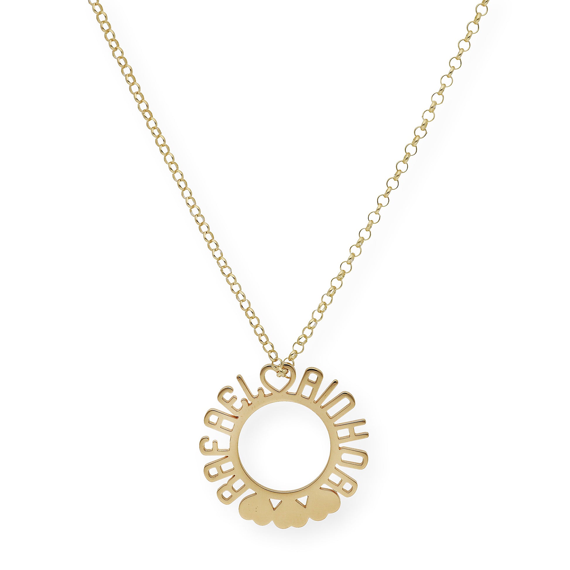 Colgante Cyrene Nombres y Corazones en Plata 925 con Baño de Oro 18k
