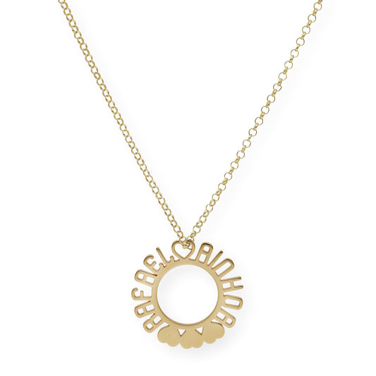Colgante Cyrene Nombres y Corazones en Plata 925 con Baño de Oro 18k