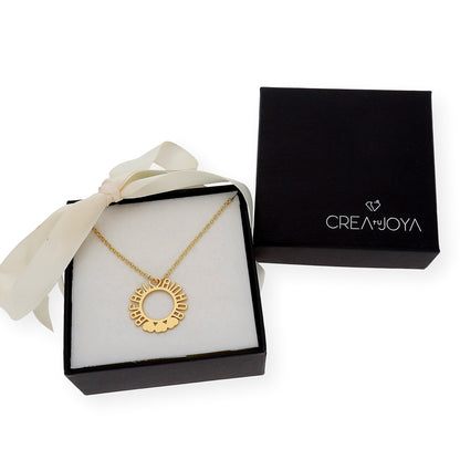 Colgante Cyrene Nombres y Corazones en Plata 925 con Baño de Oro 18k