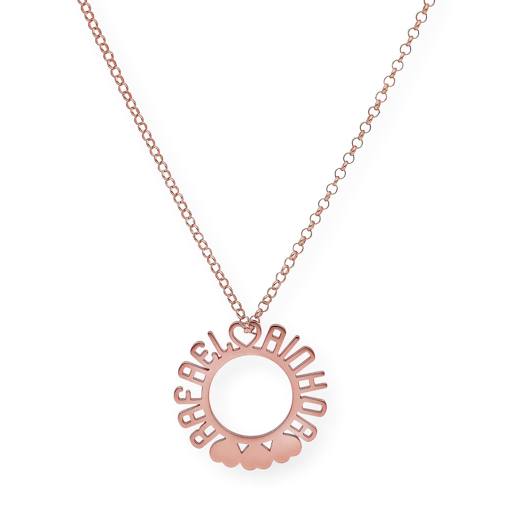 Colgante Cyrene Nombres y Corazones en Plata 925 con Baño de Oro 18k