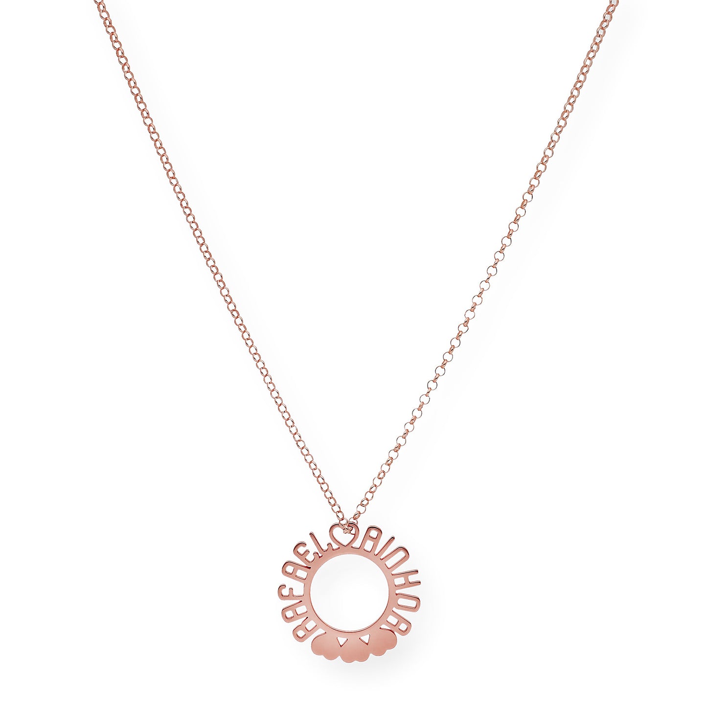 Colgante Cyrene Nombres y Corazones en Plata 925 con Baño de Oro Rosa 18k