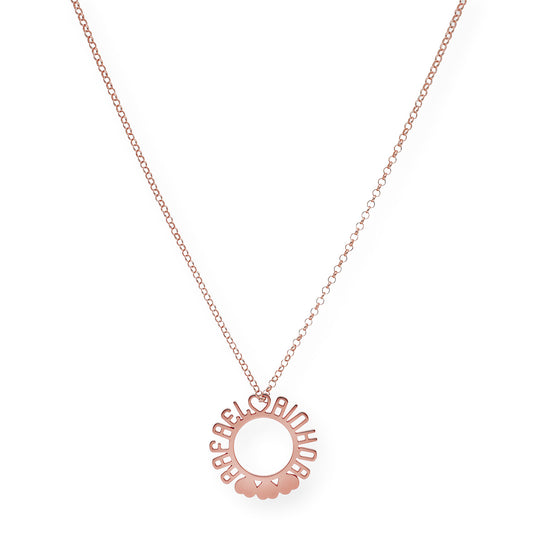 Colgante Cyrene Nombres y Corazones en Plata 925 con Baño de Oro Rosa 18k