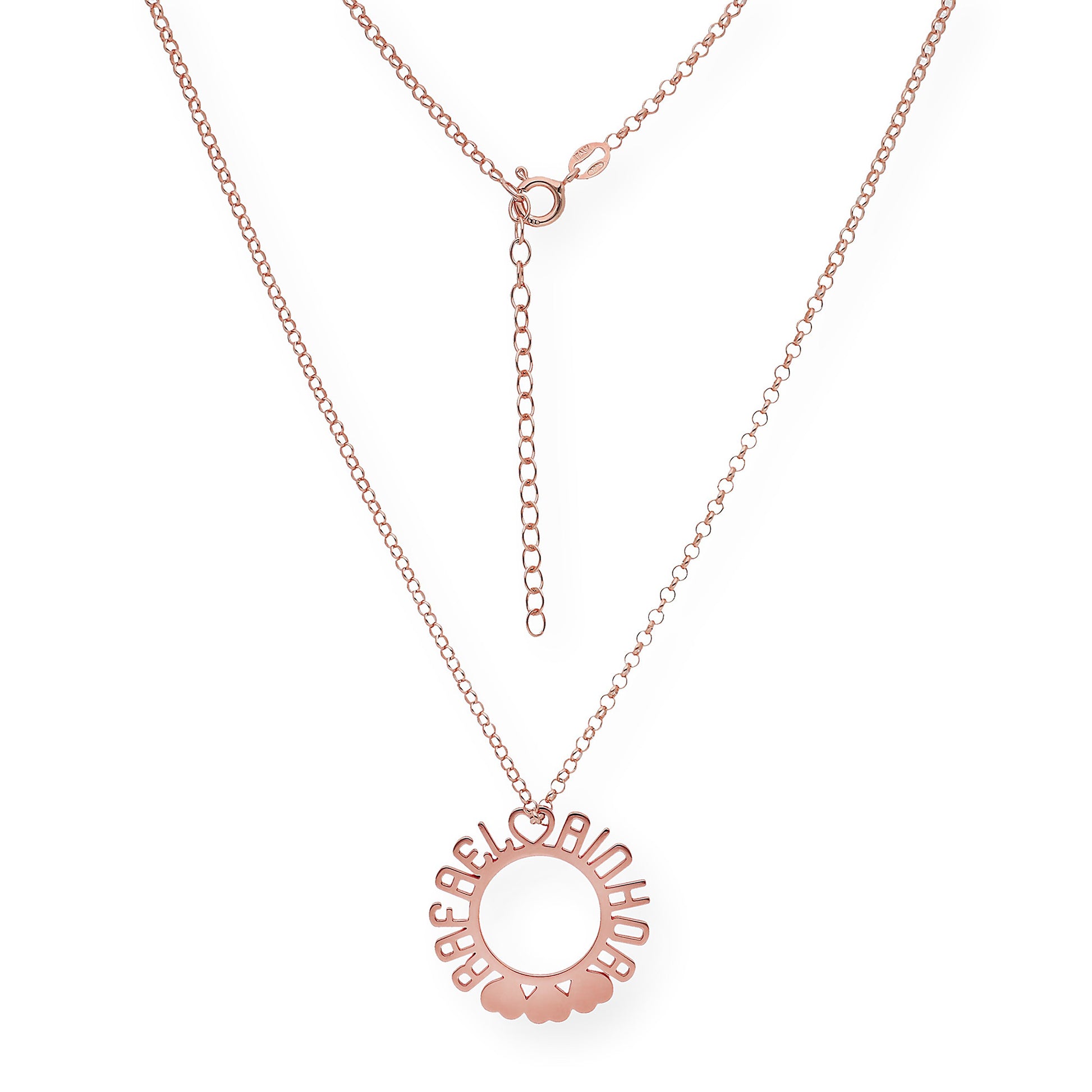 Colgante Cyrene Nombres y Corazones en Plata 925 con Baño de Oro Rosa 18k
