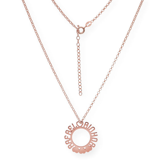 Colgante Cyrene Nombres y Corazones en Plata 925 con Baño de Oro Rosa 18k
