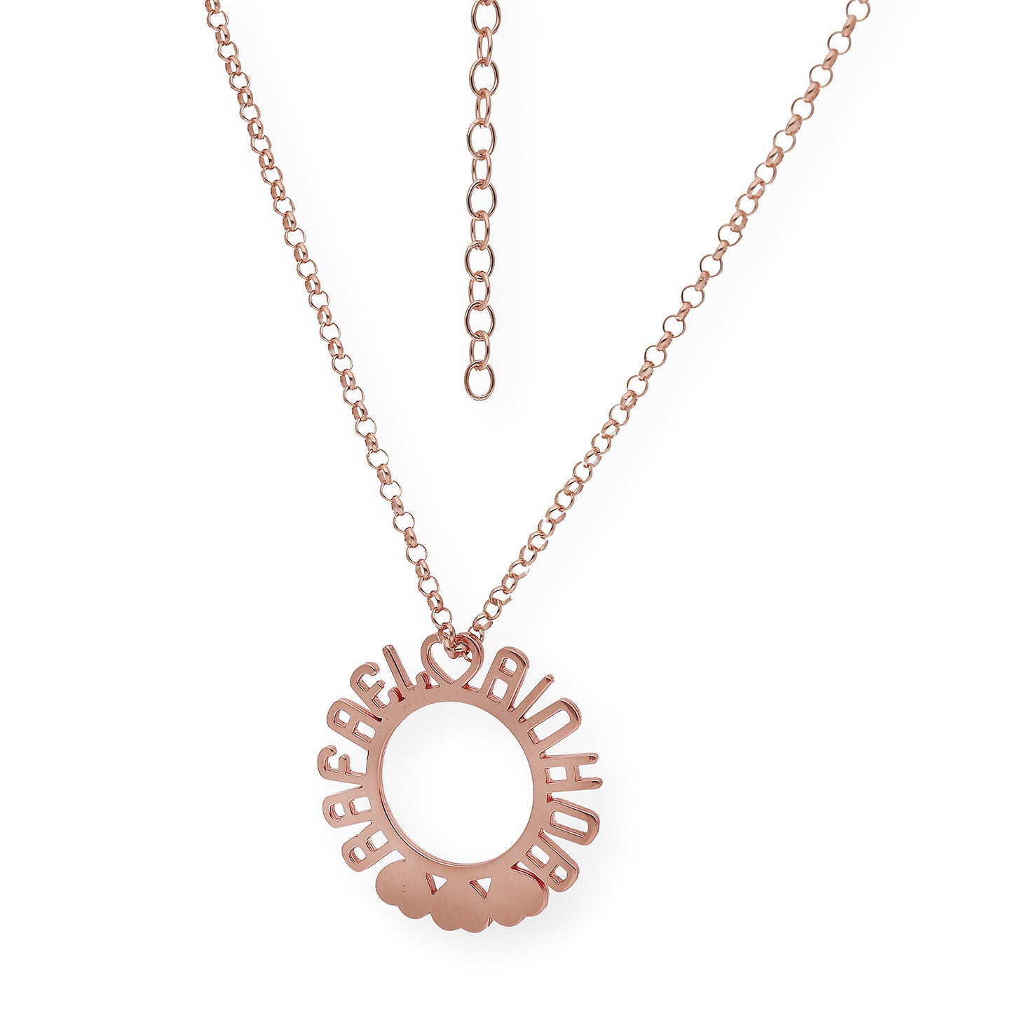 Colgante Cyrene Nombres y Corazones en Plata 925 con Baño de Oro Rosa 18k