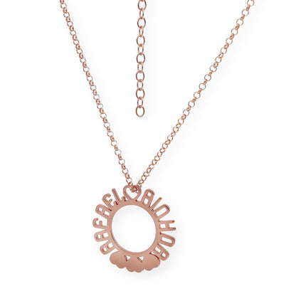 Colgante Cyrene Nombres y Corazones en Plata 925 con Baño de Oro Rosa 18k