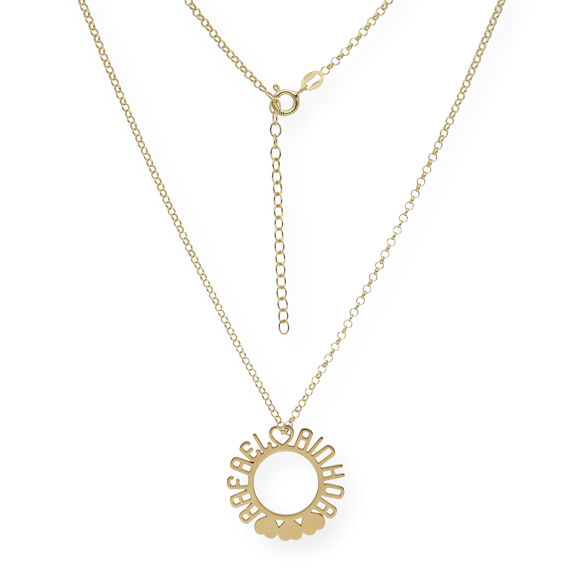 Colgante Cyrene Nombres y Corazones en Plata 925 con Baño de Oro Rosa 18k