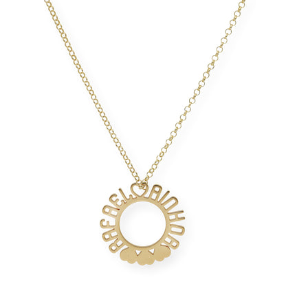 Colgante Cyrene Nombres y Corazones en Plata 925 con Baño de Oro Rosa 18k