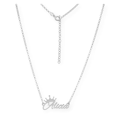 Colgante Tiapa Corona con Nombre en Plata 925 con Baño de Oro 18k