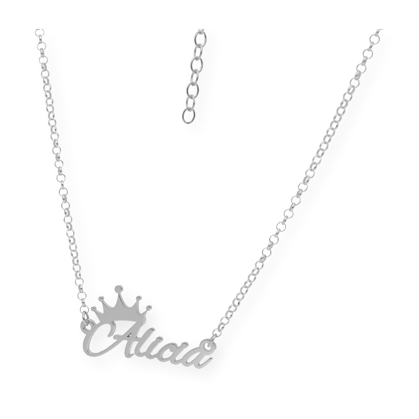 Colgante Tiapa Corona con Nombre en Plata 925 con Baño de Oro 18k