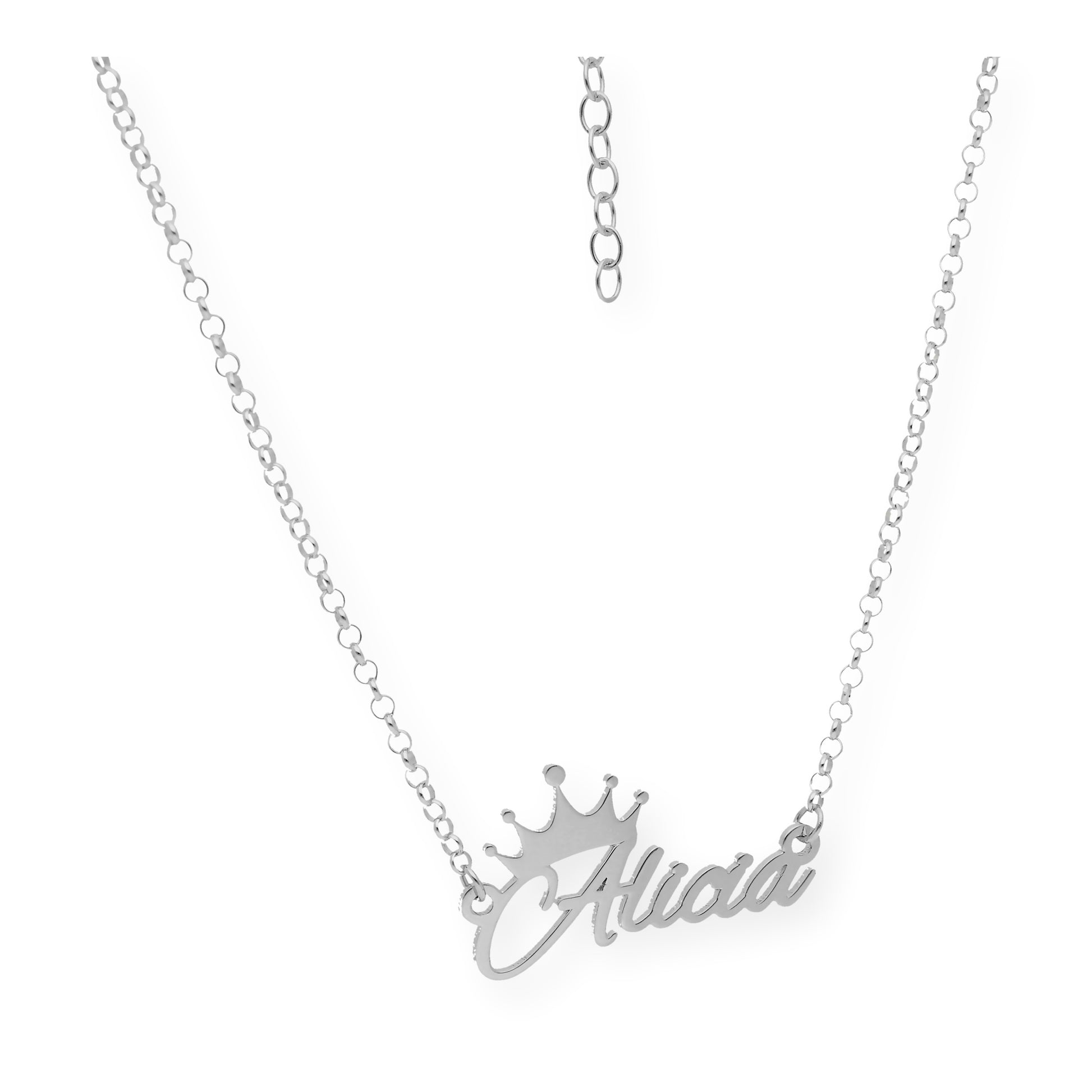 Colgante Tiapa Corona con Nombre en Plata 925 con Baño de Oro 18k