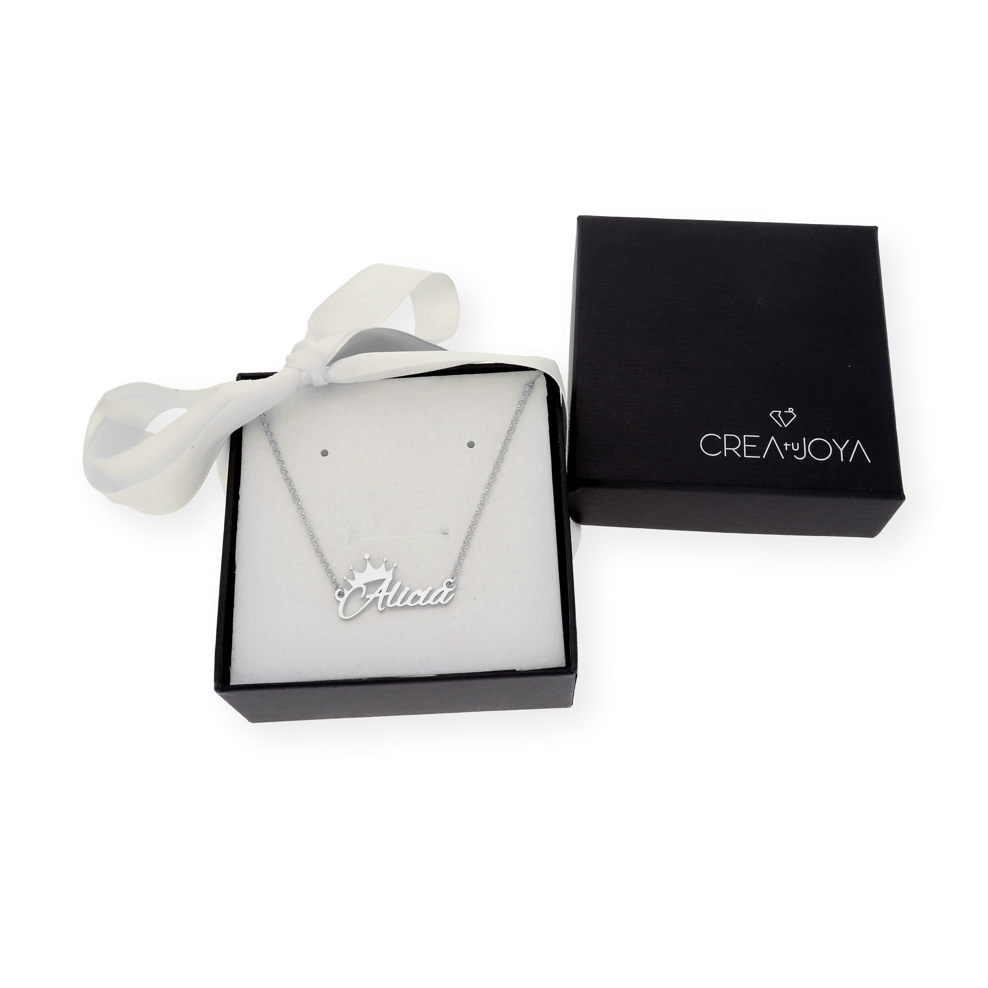 Colgante Tiapa Corona con Nombre en Plata 925 con Baño de Oro 18k