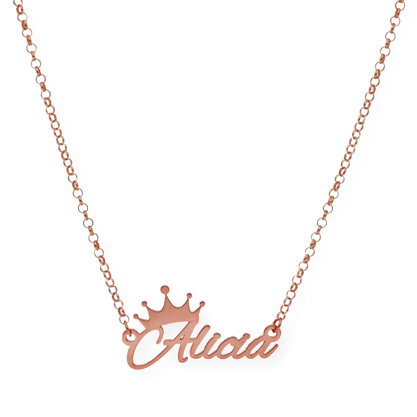 Colgante Tiapa Corona con Nombre en Plata 925 con Baño de Oro 18k