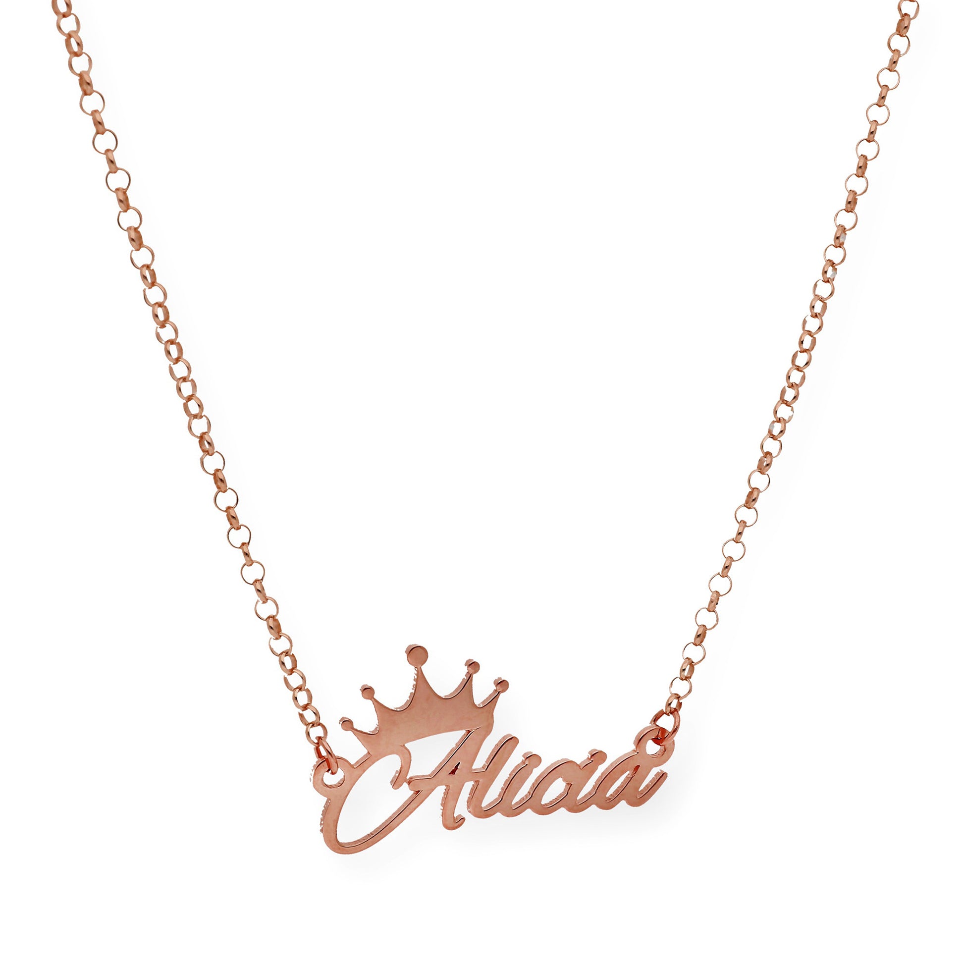 Colgante Tiapa Corona con Nombre en Plata 925 con Baño de Oro 18k