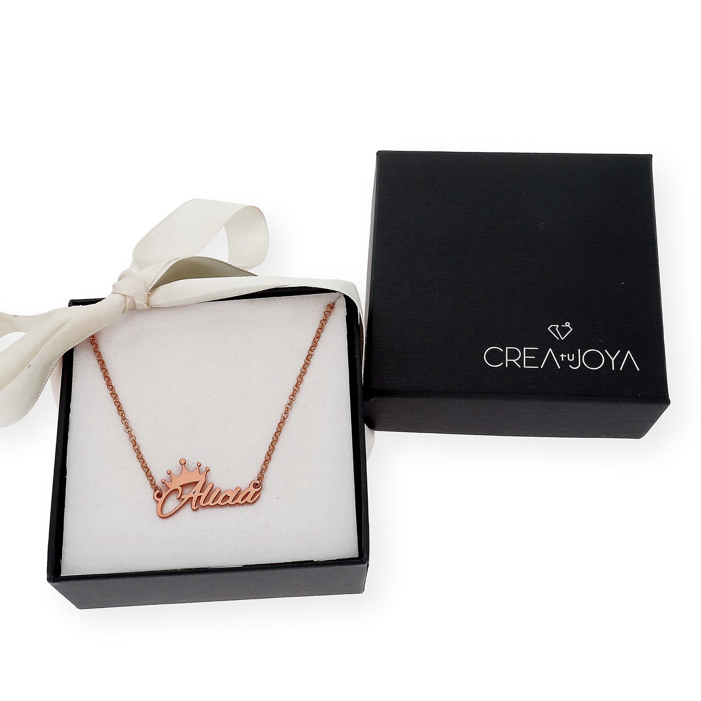 Colgante Tiapa Corona con Nombre en Plata 925 con Baño de Oro 18k