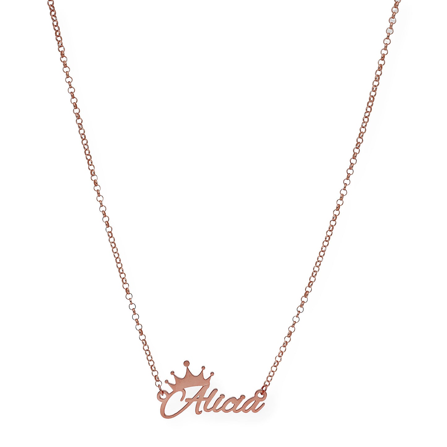 Colgante Tiapa Corona con Nombre en Plata 925 con Baño de Oro Rosa 18k