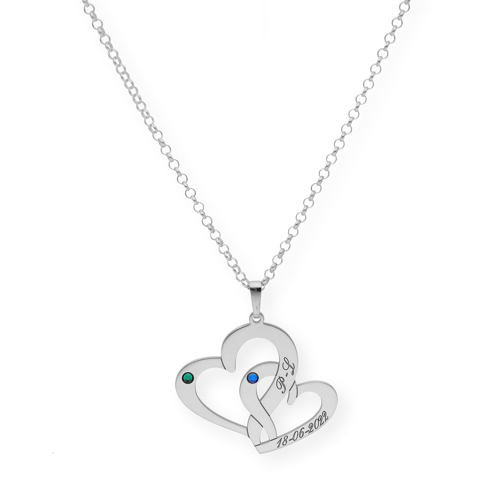 Colgante Aria Doble Corazón en Plata 925 con Baño de Oro 18k