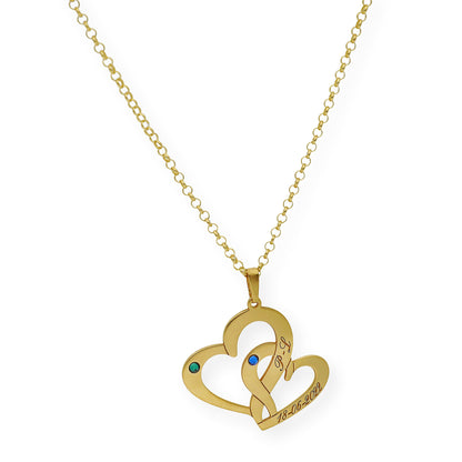 Colgante Aria Doble Corazón en Plata 925 con Baño de Oro 18k