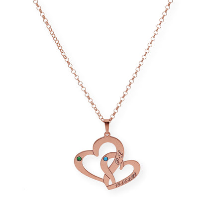 Colgante Aria Doble Corazón en Plata 925 con Baño de Oro 18k