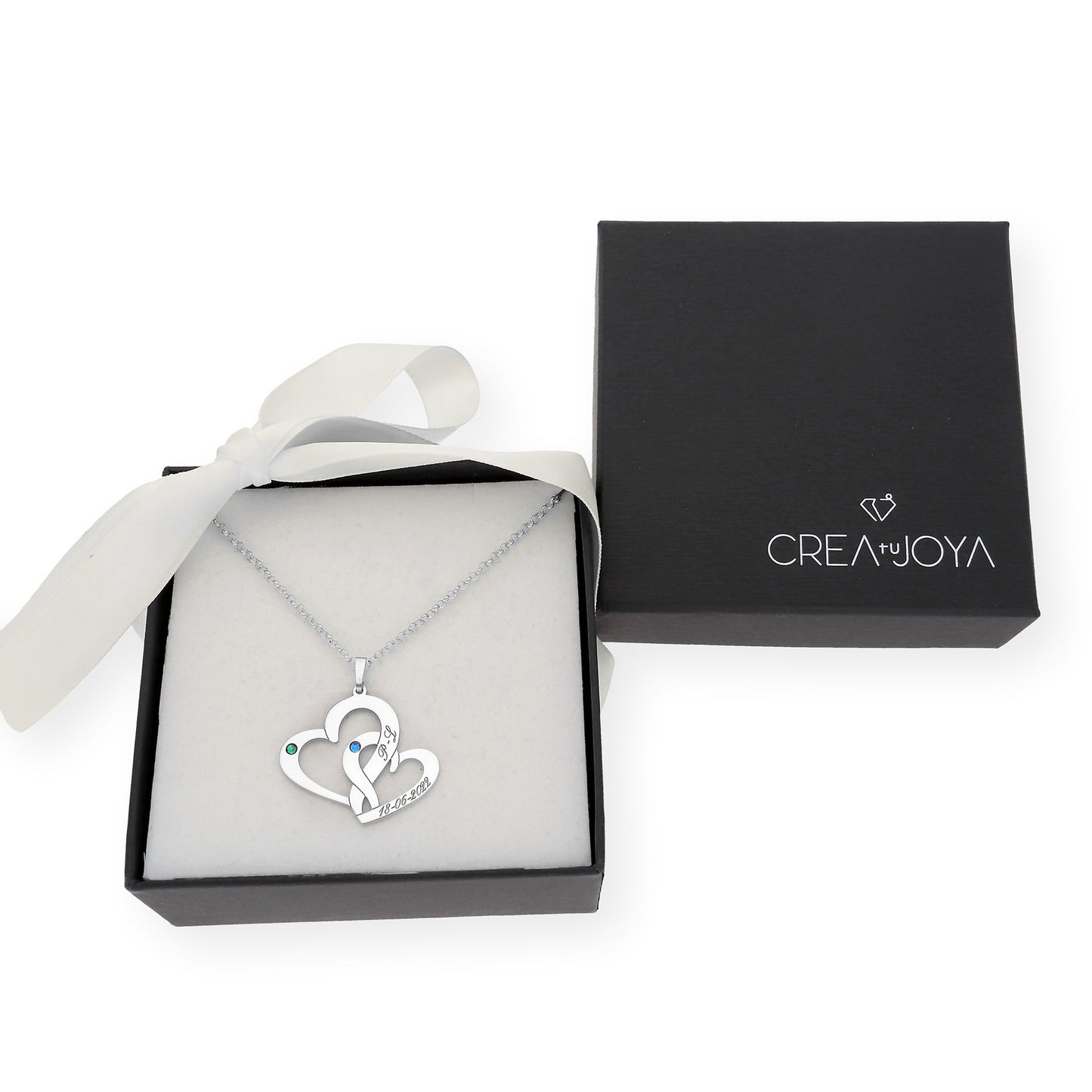 Colgante Aria Doble Corazón en Plata 925 con Baño de Oro Rosa 18k