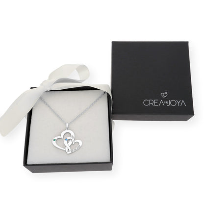 Colgante Aria Doble Corazón en Plata 925 con Baño de Oro Rosa 18k