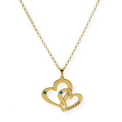 Colgante Aria Doble Corazón en Plata 925 con Baño de Oro Rosa 18k