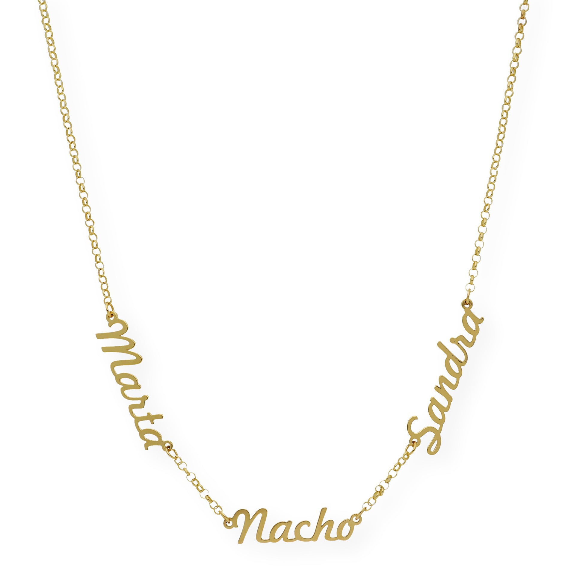 Collar Agatha Tres Nombres en Plata 925 con Baño de Oro 18k