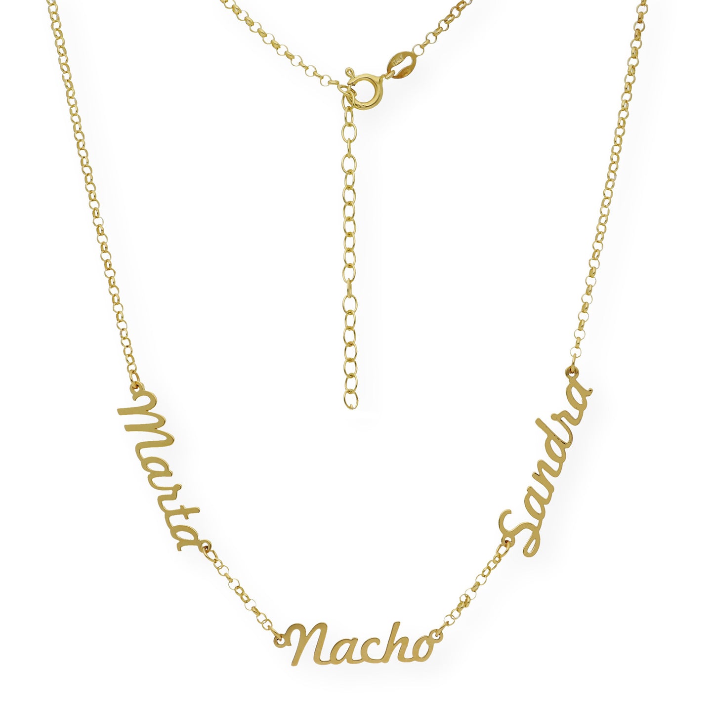 Collar Agatha Tres Nombres en Plata 925 con Baño de Oro 18k