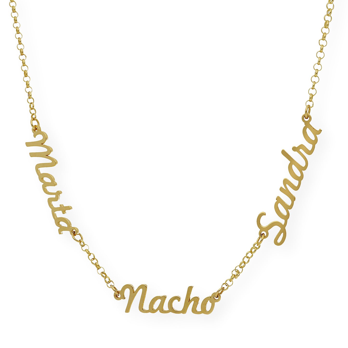 Collar Agatha Tres Nombres en Plata 925 con Baño de Oro 18k