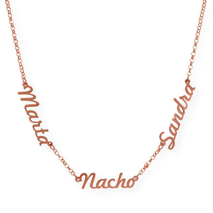 Collar Agatha Tres Nombres en Plata 925 con Baño de Oro 18k