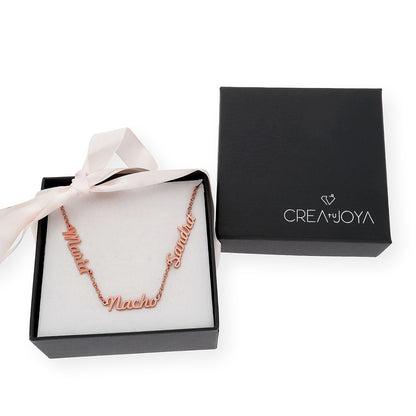Collar Agatha Tres Nombres en Plata 925 con Baño de Oro 18k
