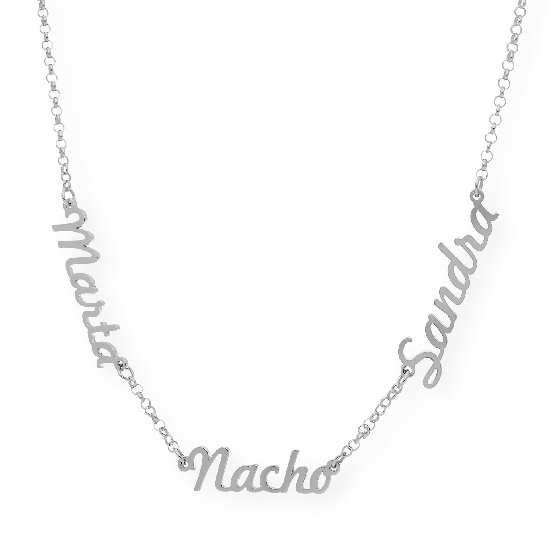 Collar Agatha Tres Nombres en Plata 925 con Baño de Oro 18k