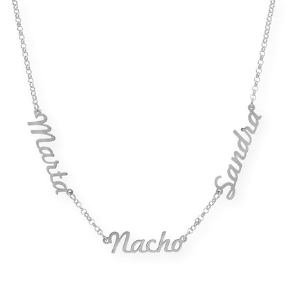 Collar Agatha Tres Nombres en Plata 925 con Baño de Oro 18k