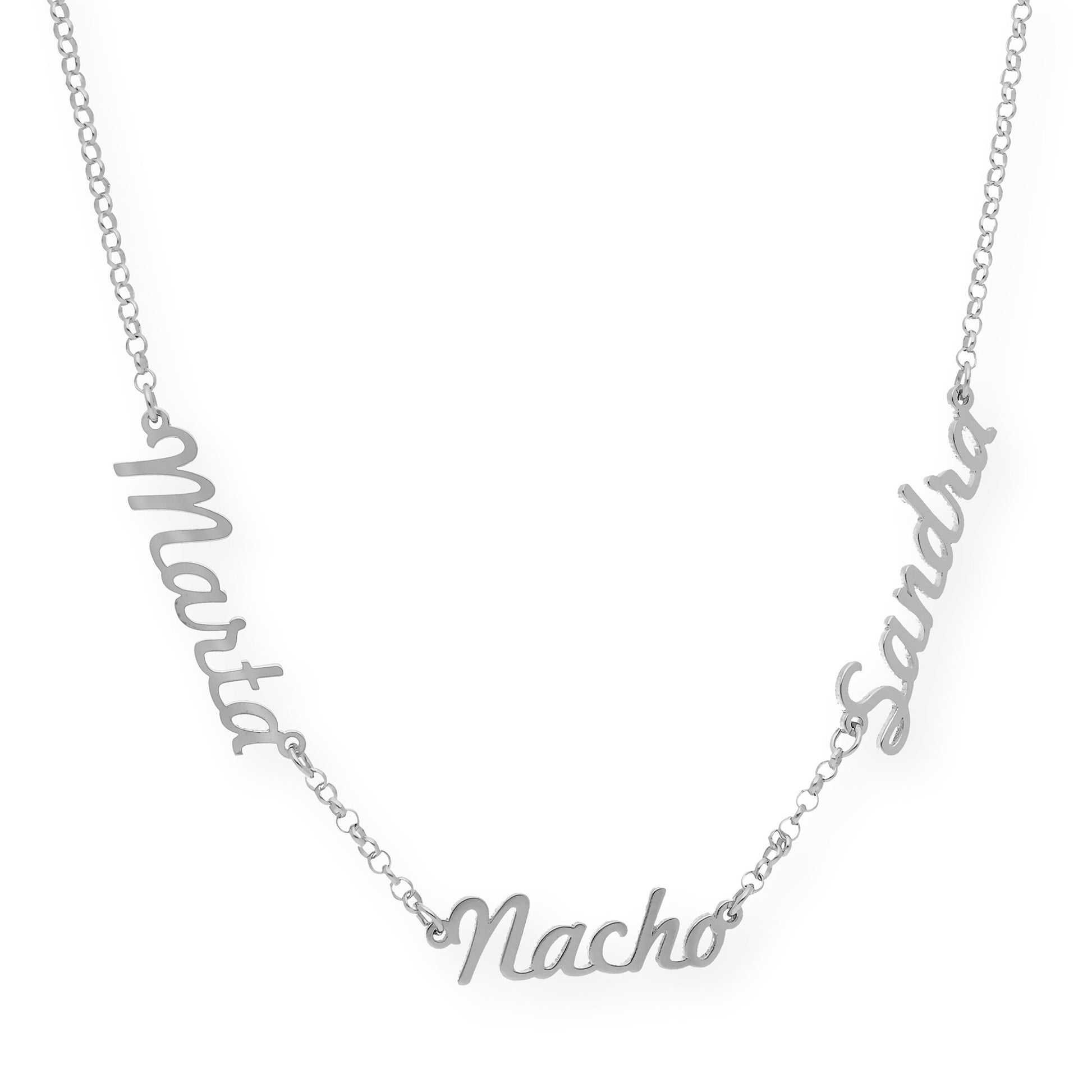 Collar Agatha Tres Nombres en Plata 925 con Baño de Oro 18k