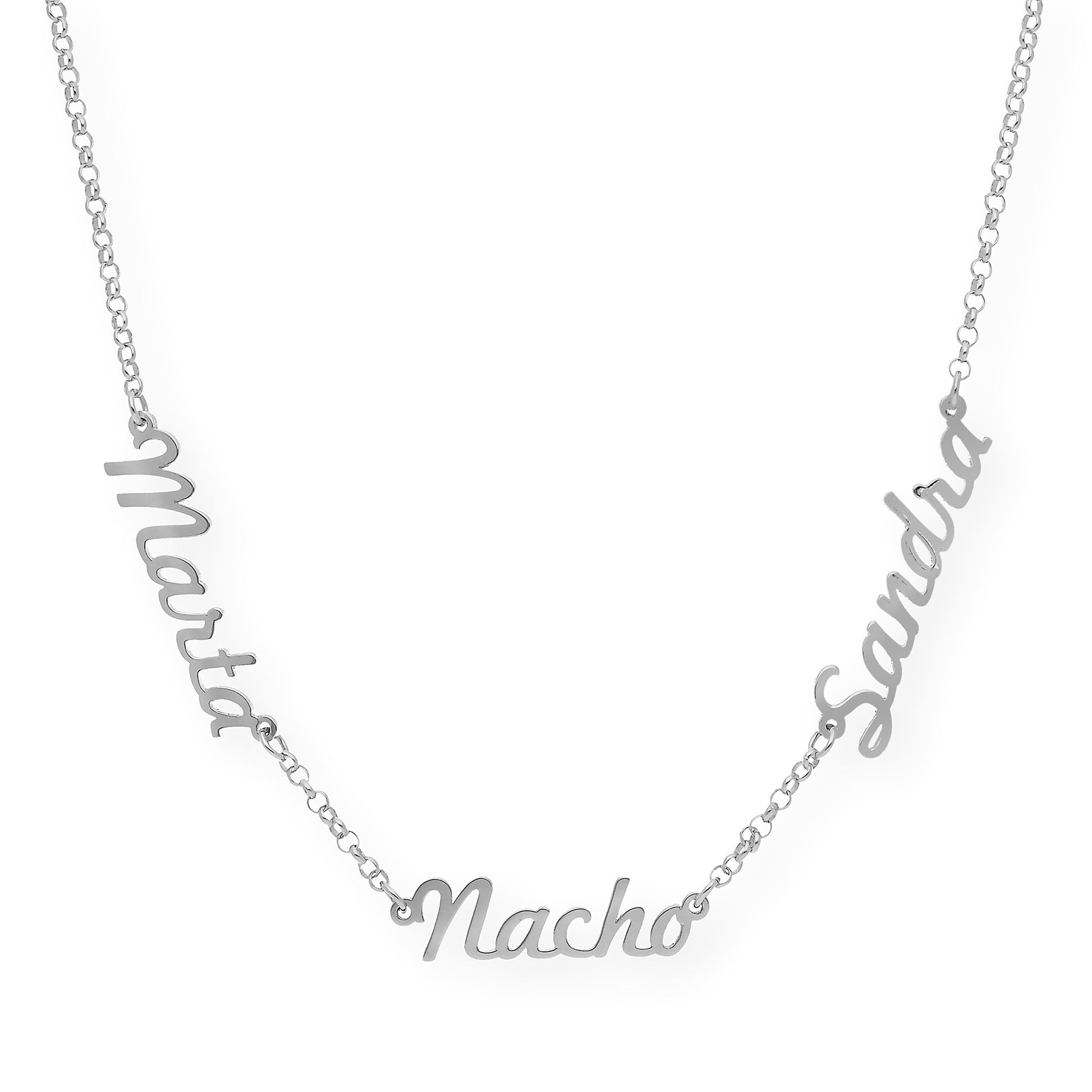 Collar Agatha Tres Nombres en Plata 925 con Baño de Oro Rosa 18k