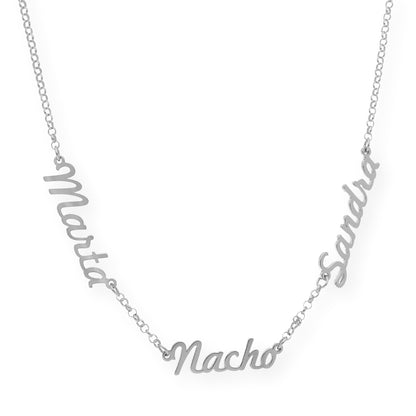 Collar Agatha Tres Nombres en Plata 925 con Baño de Oro Rosa 18k