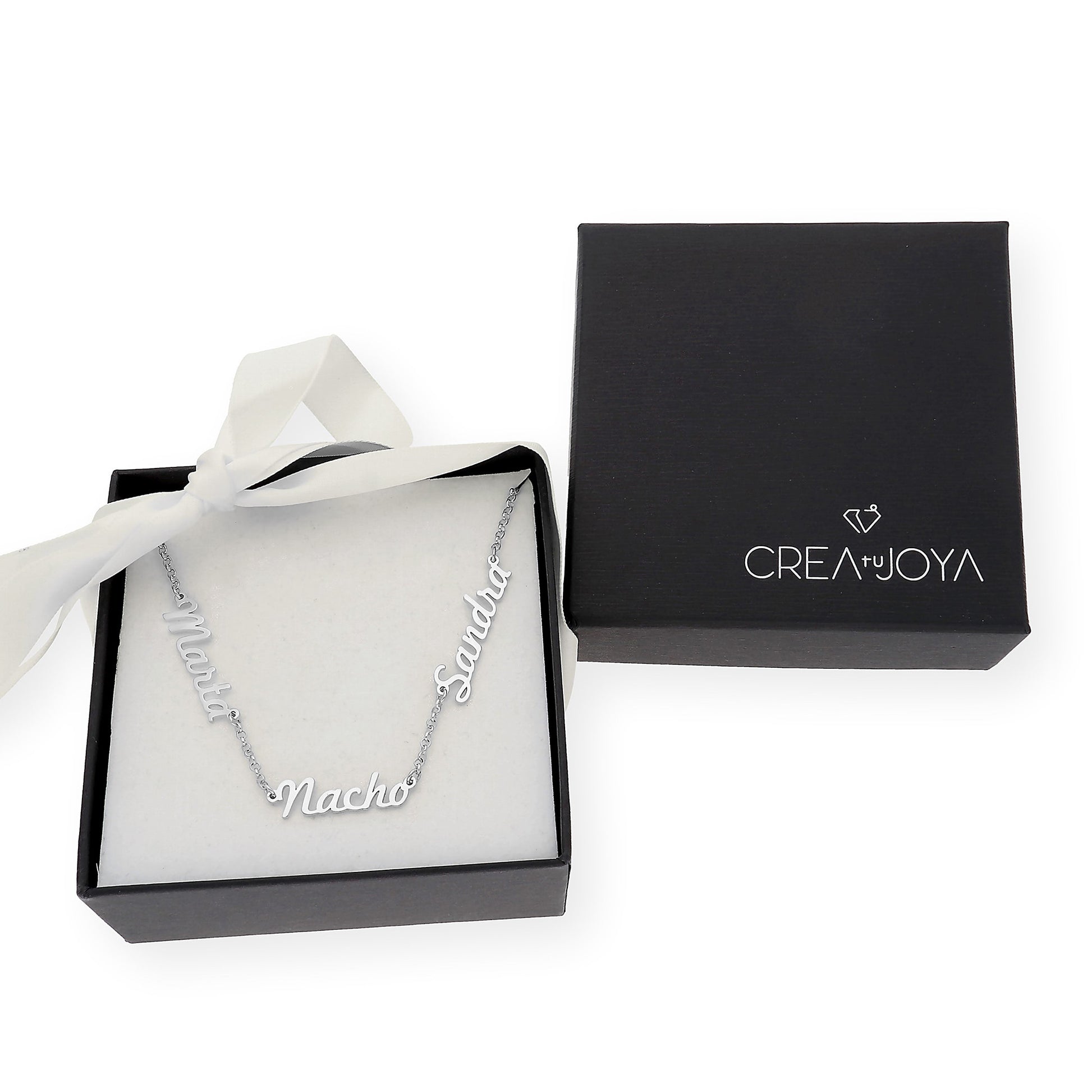 Collar Agatha Tres Nombres en Plata 925 con Baño de Oro Rosa 18k