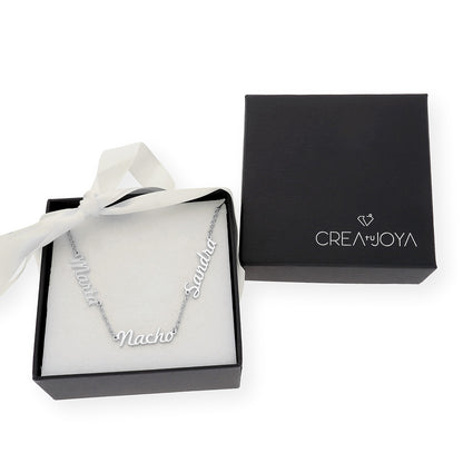 Collar Agatha Tres Nombres en Plata 925 con Baño de Oro Rosa 18k