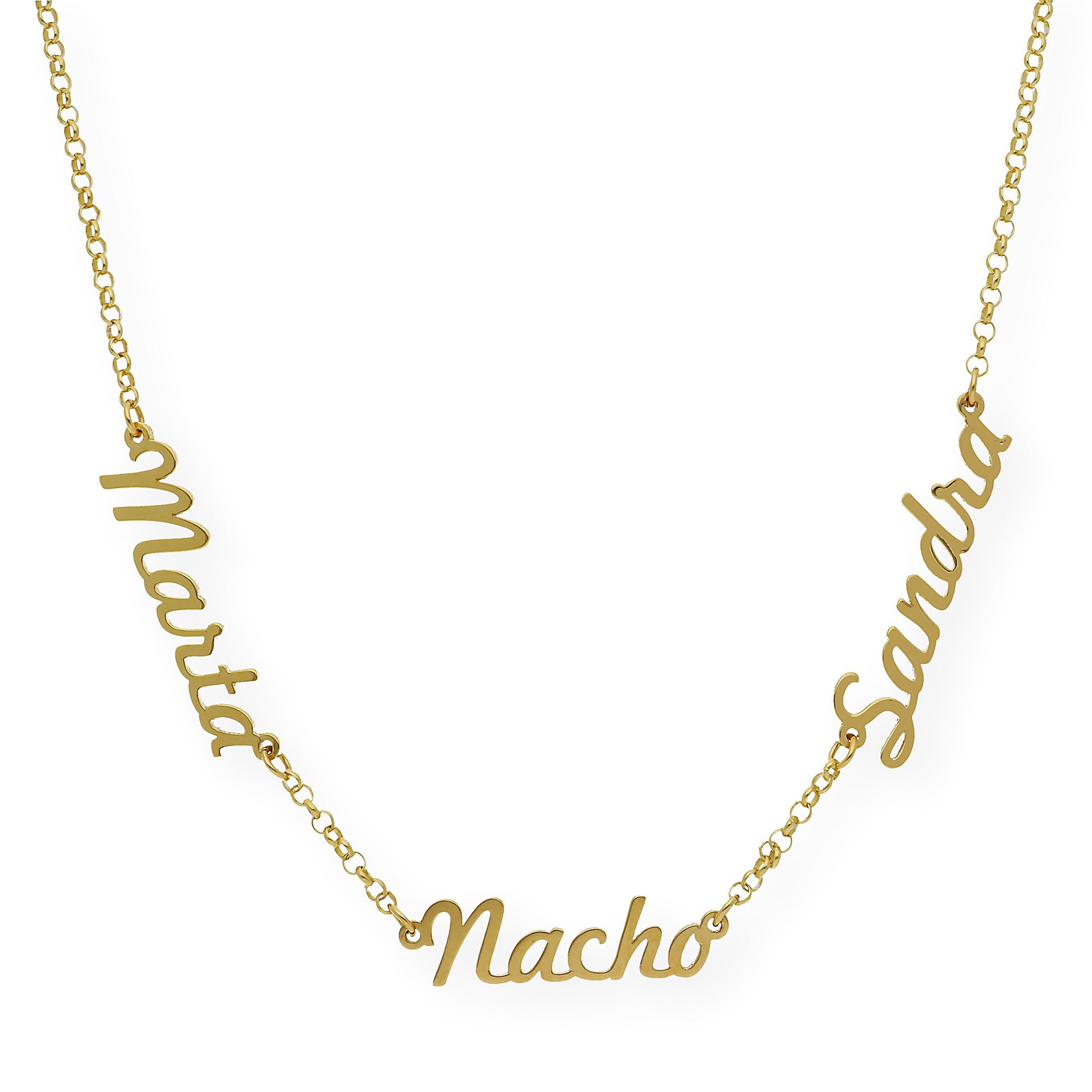 Collar Agatha Tres Nombres en Plata 925 con Baño de Oro Rosa 18k