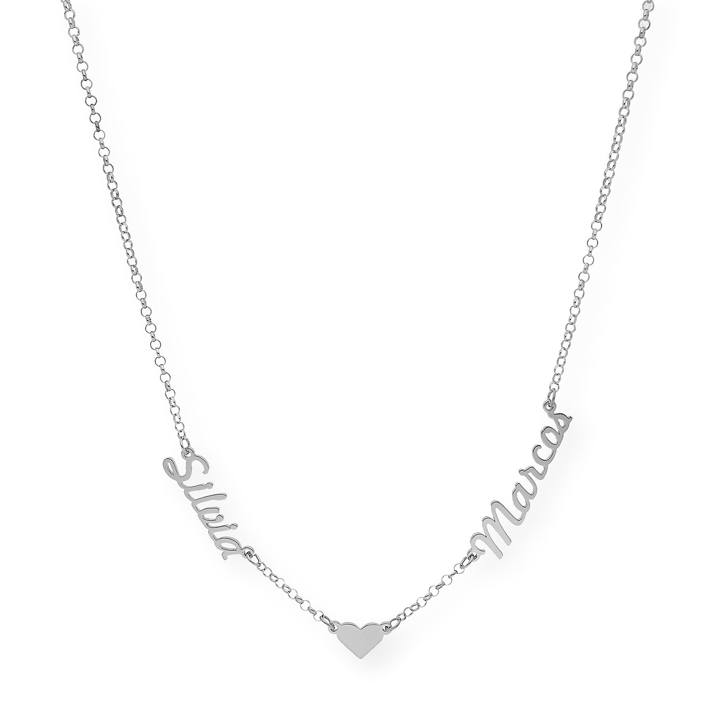 Collar Ina Corazón con Nombres en Plata 925