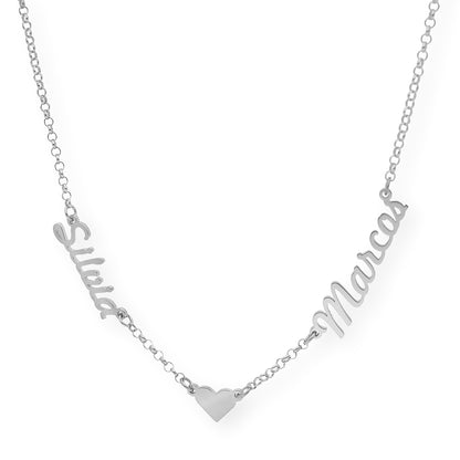 Collar Ina Corazón con Nombres en Plata 925