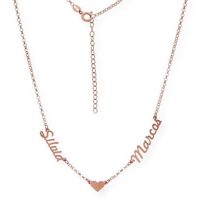 Collar Ina Corazón con Nombres en Plata 925