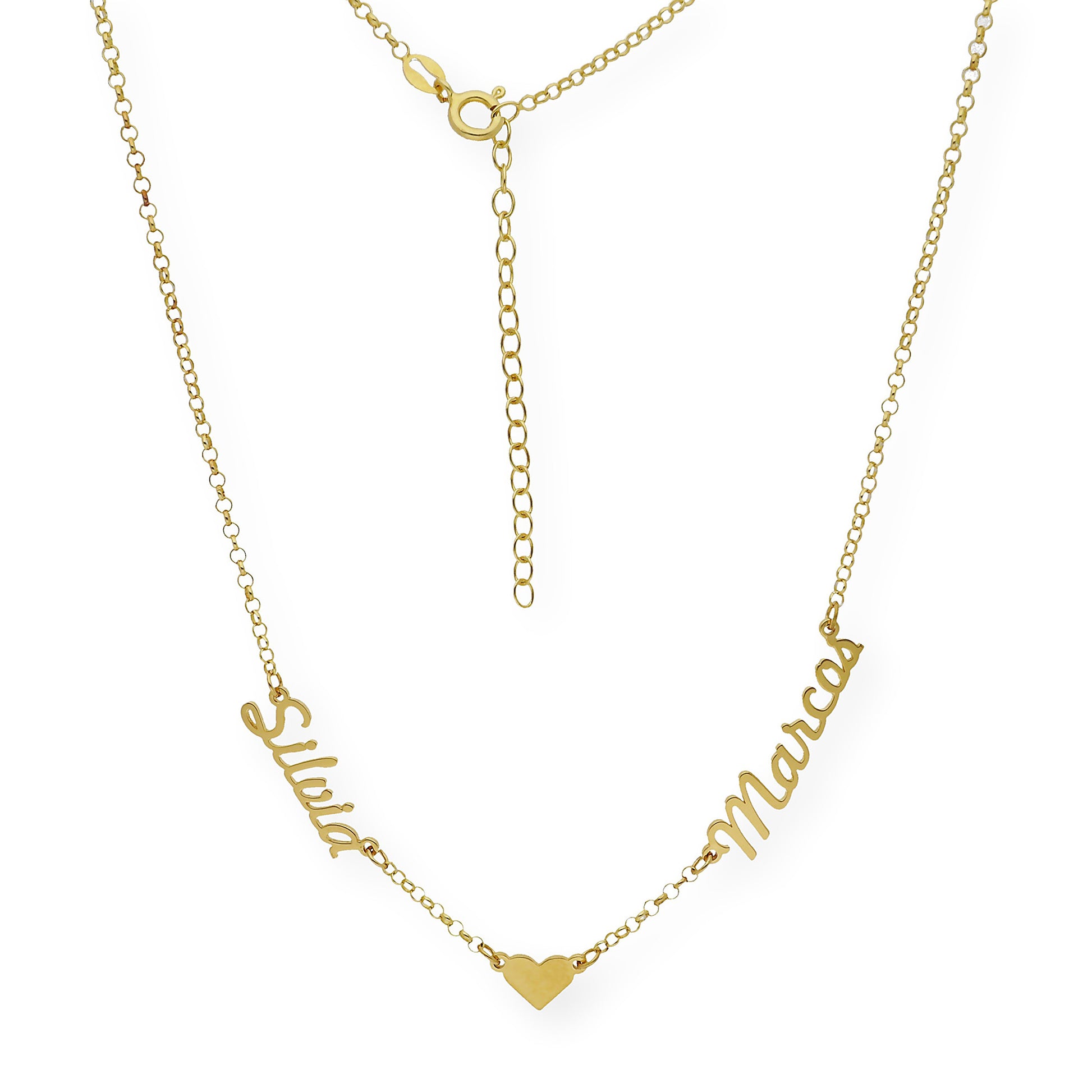 Collar Ina Corazón con Nombres en Plata 925 con Baño de Oro Rosa 18k