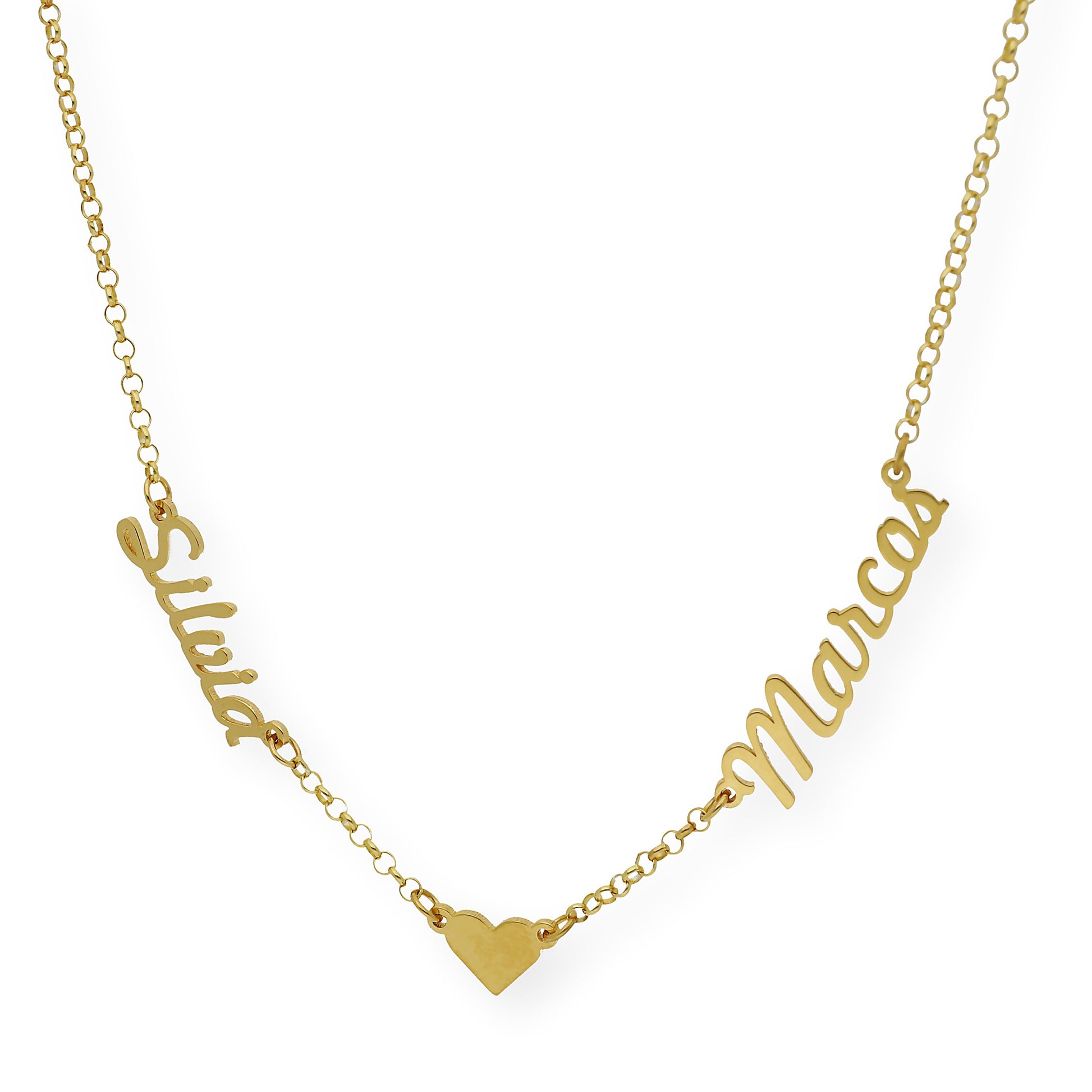 Collar Ina Corazón con Nombres en Plata 925 con Baño de Oro Rosa 18k