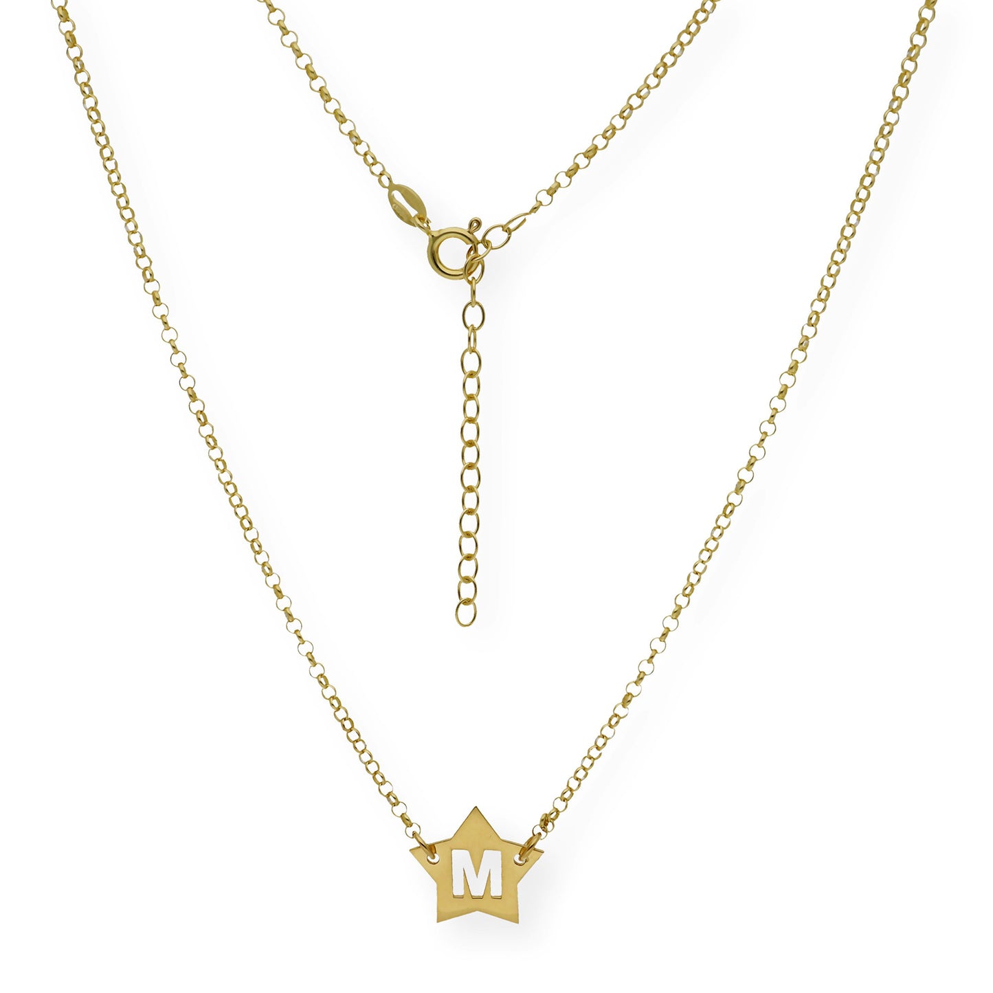 Colgante Astrid Estrella con Inicial Calada en Plata 925 y Baño de Oro 18k