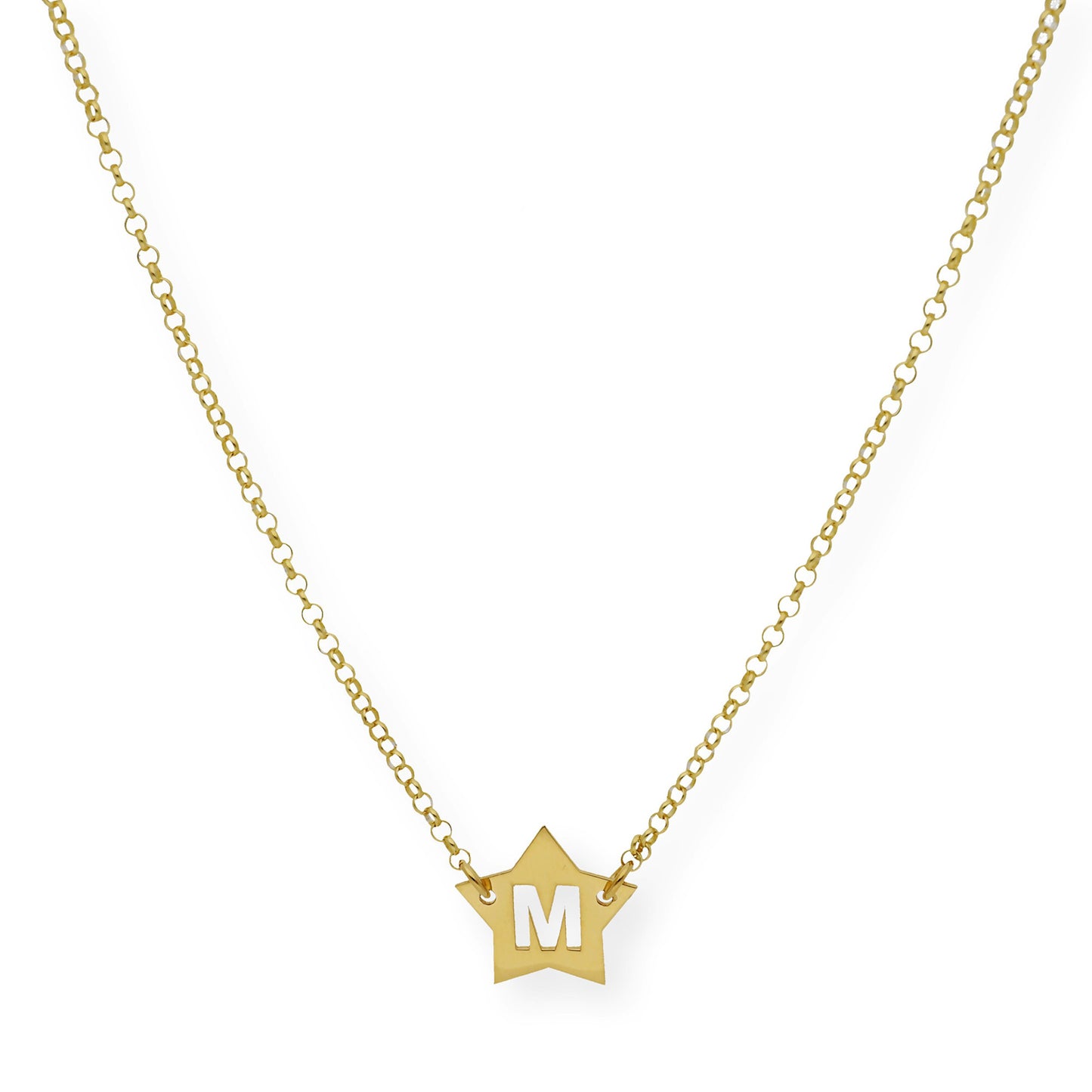 Colgante Astrid Estrella con Inicial Calada en Plata 925 y Baño de Oro 18k