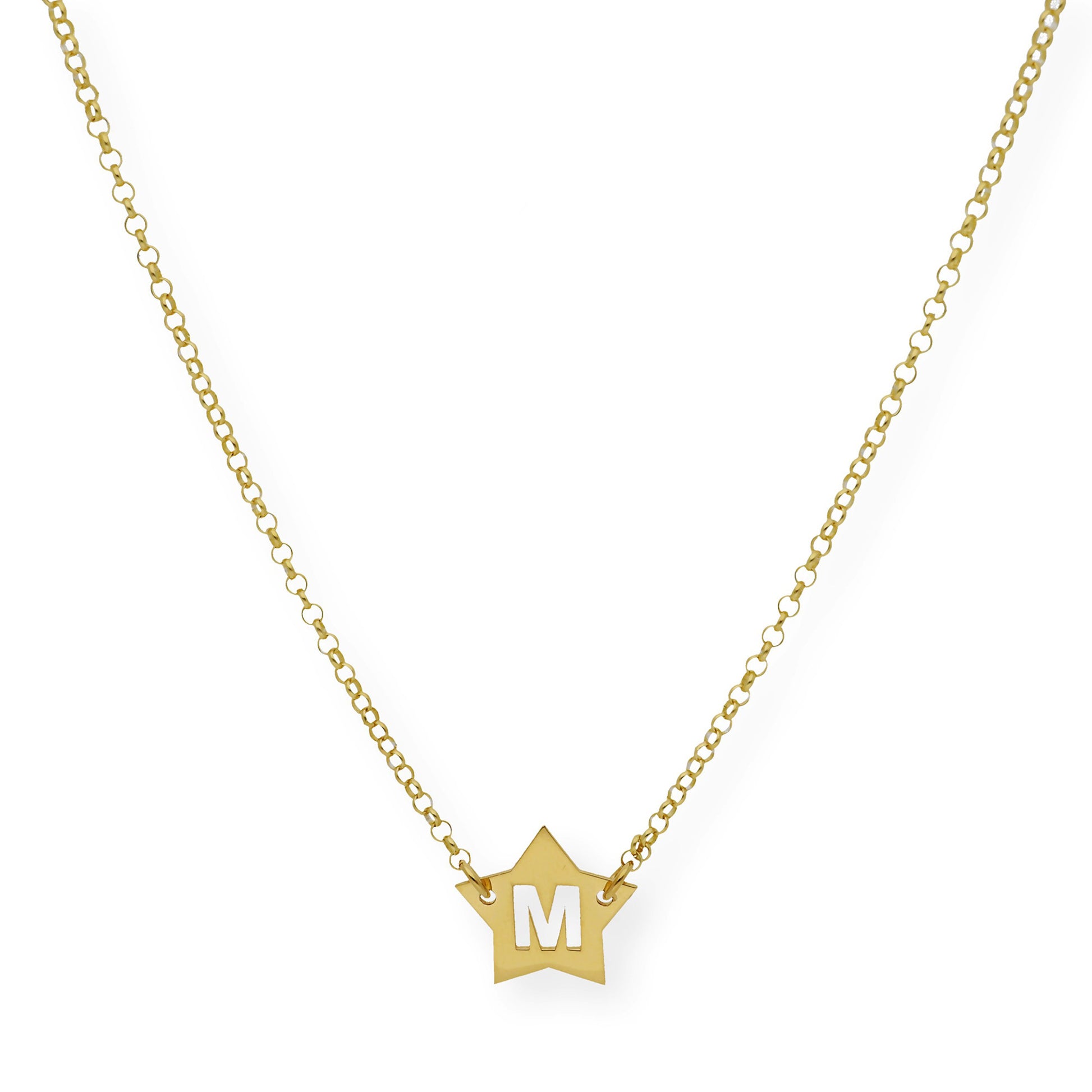 Colgante Astrid Estrella con Inicial Calada en Plata 925 y Baño de Oro 18k