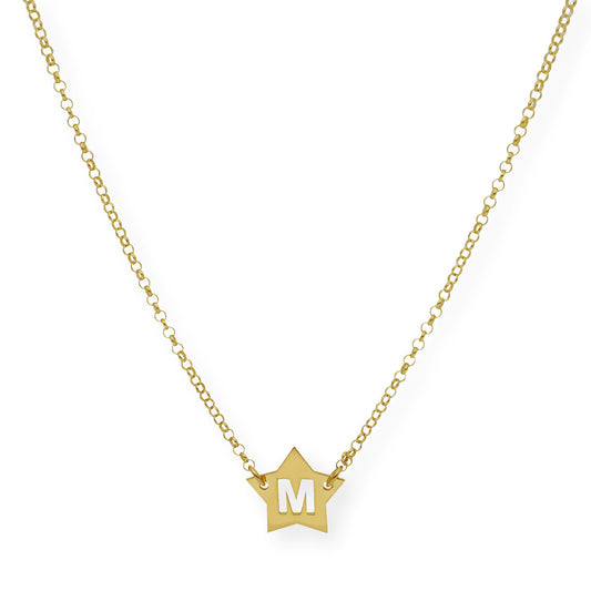 Colgante Astrid Estrella con Inicial Calada en Plata 925 y Baño de Oro 18k